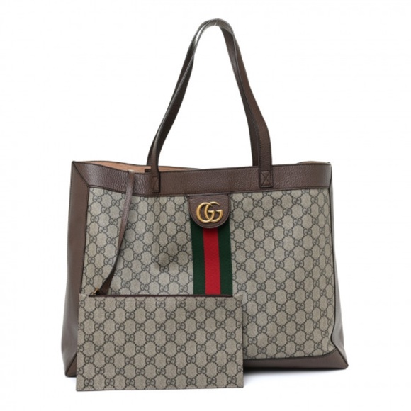 GUCCI X DISNEY GG Supreme Monogram Web Three Little Pigs Large Ophidia Tote Be - Picture 3 of 13